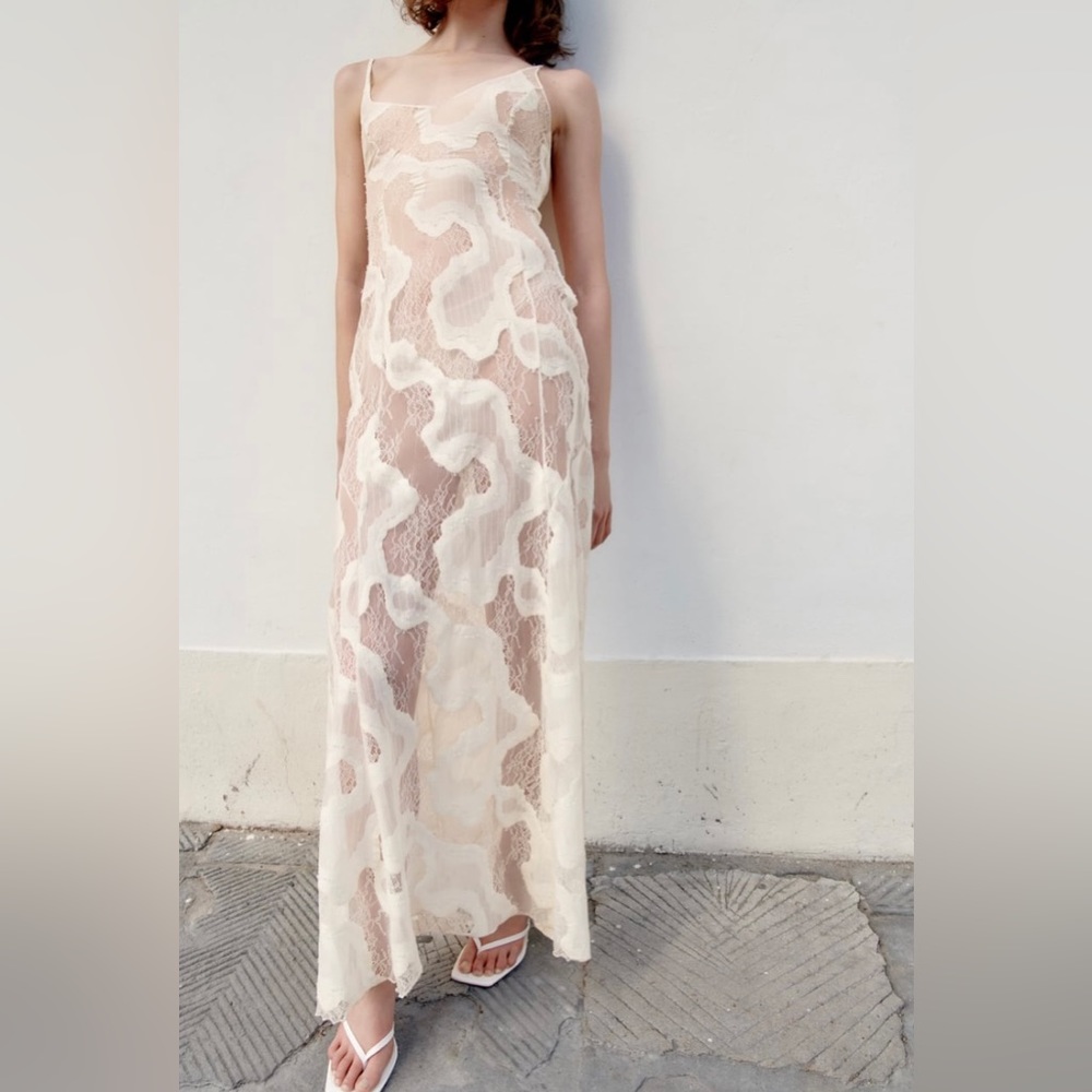 Zara slip Dress in Oyster